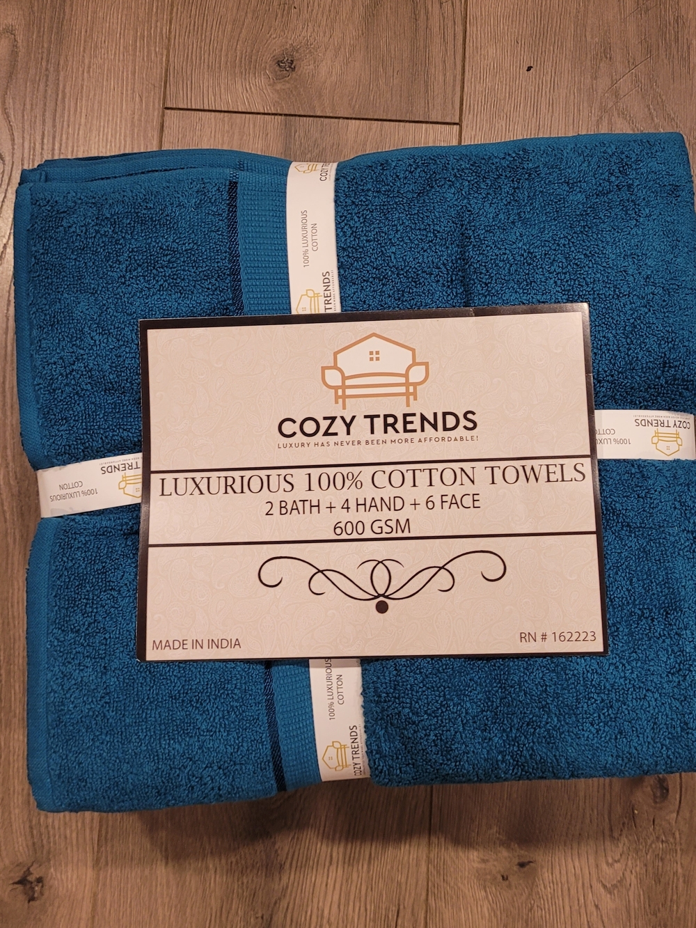 Cozy Trends Luxurious Teal 100% Cotton Bath Towel Set 12 Pieces- 600 GSM
